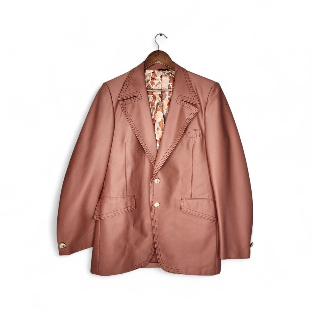 1970s Academy Award Clothes Vintage Sports Coat Blazer Jacket in Brown Size 40L